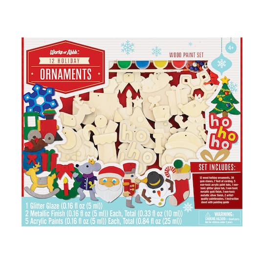 Works of Ahhh... Wood Painting Kit - 12 Holiday Ornaments